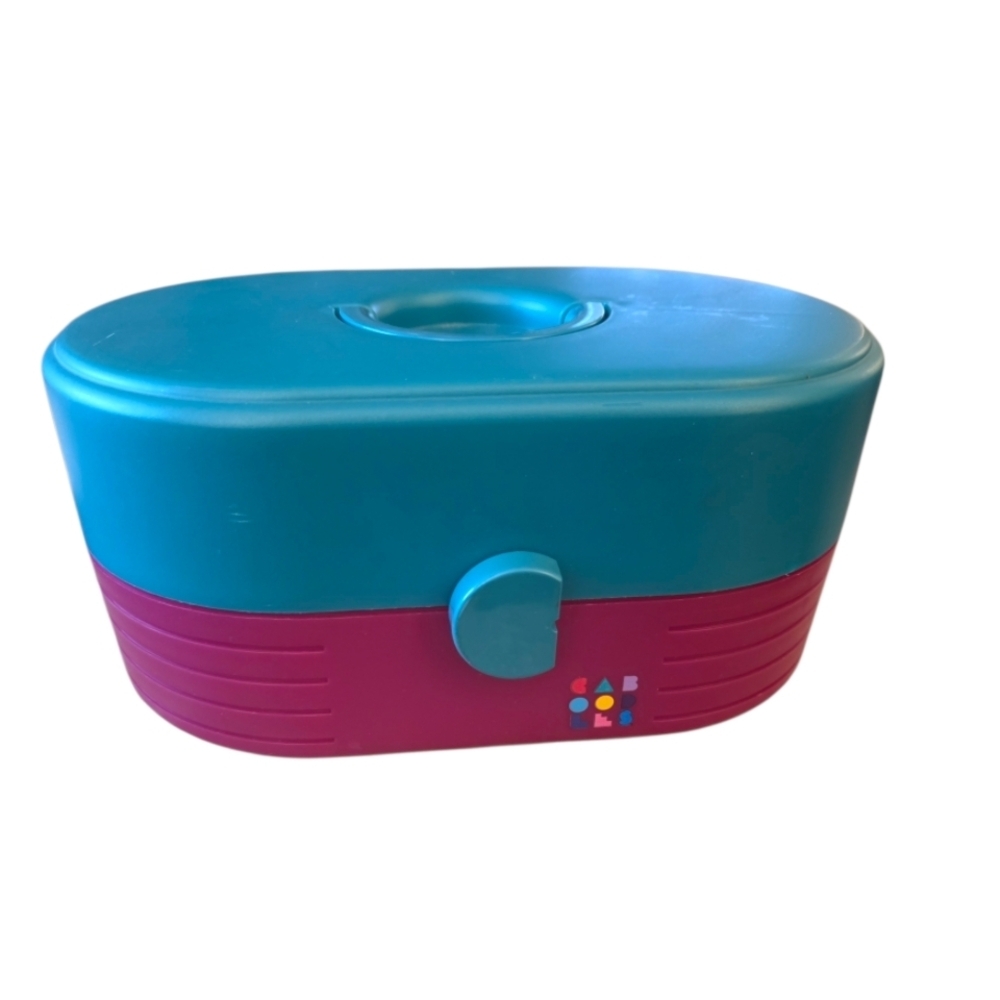 Caboodles Vintage 1980's Color Block Sectioned Hard Plastic Make Up Case USA